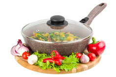 Сковорода глубокая 24 см Elan Gallery ГАРМОНИЯ ВКУСА Коричневый мрамор