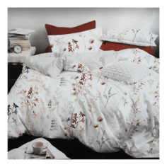 Комплект постельного белья Ecosse Albero полутораспальный сатин 50 х 70 см оранжево-белый
