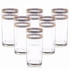 Набор 6 стаканов Гусь-хрустальный для сока с рисунком Лоза V-290мл h-132мм