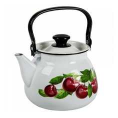 Чайник 3.5 л с декором ручка металлическая Керченский металлургический завод Вишневый сад Керченская эмаль