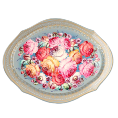 Поднос жостовский "Весенний", чёрный, авторская роспись, 47х37 см No Brand