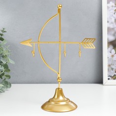 Сувенир металл подставка для украшений "Лук со стрелой" золото 26х9 см No Brand