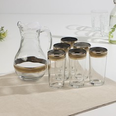 Набор питьевой RING (графин 1000 мл, стакан 230 мл 6 шт), с гравировкой и напылением, Gi Dglass