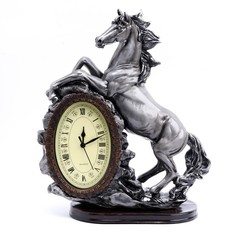 Часы настольные Лошадь, цвет серебро, 40х31х15 см No Brand