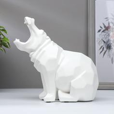 Сувенир полистоун "Белый бегемот 3D" 23,5х23х12,5 см No Brand