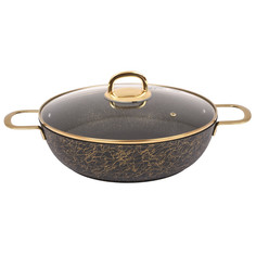 Сотейник KUKMARA а/пр литой 30см 2руч стекл/кр Грация черный/золото