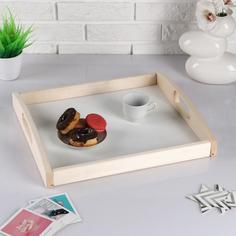 Дарим Красиво Поднос деревянный Дачный, светлый, МАССИВ, 35?40?6,5 см