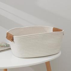 Корзина для хранения плетеная ручной работы Мира, 38?28?15 см, цвет белый Доляна