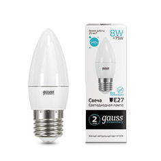 Упаковка ламп 10 штук Лампа Gauss Elementary Свеча 8W 540lm 4100K Е27 LED