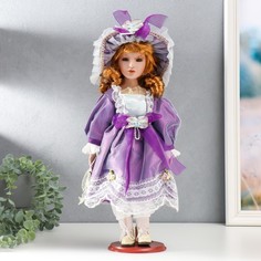 Кукла коллекционная керамика "Малышка Лида в фиолетовом платьице" 40 см No Brand