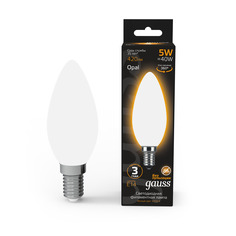 Упаковка ламп 10 штук Лампа Gauss Filament Свеча 5W 420lm 2700К Е14 milky LED
