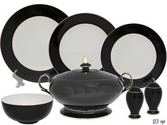 Обеденный сервиз 23пр фарфор Lenardi Black 108-291