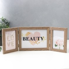 Фоторамка пластик на 3 фото 10х15, 15х20 см "Бук" 18х49 см No Brand