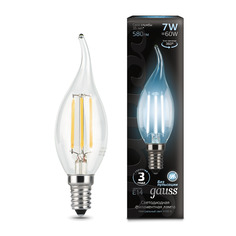 Упаковка ламп 10 штук Лампа Gauss Filament Свеча на ветру 7W 580lm 4100К Е14 LED