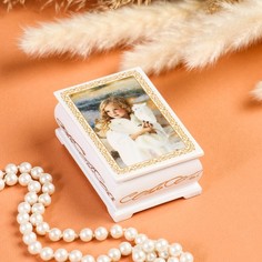 Шкатулка «Девочка с совой», белая, 6?9 см, лаковая миниатюра No Brand