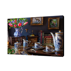 Картина на холсте на стену Сити бланк Чайный сервиз 30х40 см