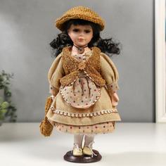 Кукла коллекционная керамика "Лена в бежевом платье и бежевом жилете" 30 см No Brand
