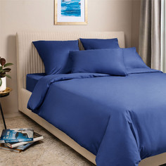 Комплект постельного белья Ecotex Моноспейс Евро темно-синий