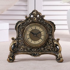 Часы настольные "Каминные", цвет золотой, 21х19х6.5 см No Brand