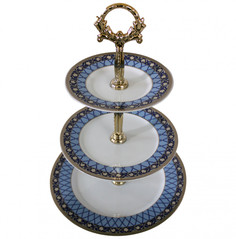 Этажерка 3-х ярусная Thun Кайро /Сетка на синем /платина / 232450