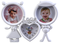 Часы настенные с фоторамками "Love", плавный ход, d=10.5 см, 15 х 15 см No Brand