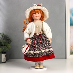 Кукла коллекционная керамика "Женечка в цветочной юбке, и белом жакете" 40 см No Brand