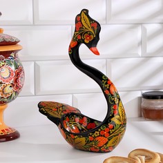 Конфетница Лебедь, h= 27см, хохлома