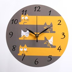 Часы настенные "Коты", дискретный ход, d-23.5 см No Brand