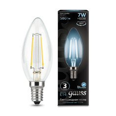 Упаковка ламп 10 штук Лампа Gauss Filament Свеча 7W 580lm 4100К Е14 LED