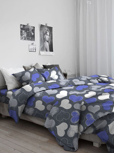 Постельное белье 2-спальное Galtex Нежность поплин Романтика синий