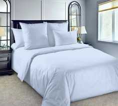 Простыня бесшовная без резинки Текс-Дизайн 180х240, Голубой, мако-сатин 300ТС