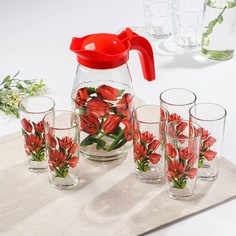 Набор питьевой Тюльпан, кувшин+6 стаканов, 1500/250 мл Декостек