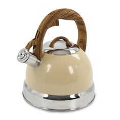 Чайник металлический со свистком MARTA MT-3094 для плиты, бежевый