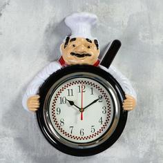 Часы настенные, серия: Кухня, "Повар со сковородой", дискретный ход, 26.5 х 20 см No Brand