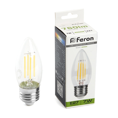 Лампочка светодиодная FERON арт.38271, LB-66, 7W, 230V, E27, 4000К, свеча, уп. 5 шт.