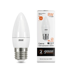 Упаковка ламп 10 штук Лампа Gauss Elementary Свеча 8W 520lm 3000K Е27 LED
