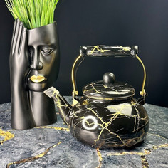 Чайник для плиты эмалированная сталь Lenardi Черный мрамор 2,5л 776-062