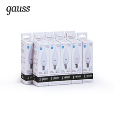 Упаковка ламп 10 штук Лампа Gauss Elementary Свеча на ветру 6W 450lm 4100K Е14 LED