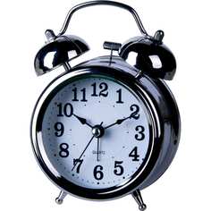 Apeyron часы-будильник, подсветка, черный хром, металл, размер 12,4x8,8см, бесшумные с пла