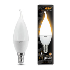 Упаковка ламп 10 штук Лампа Gauss Свеча на ветру 6.5W 520lm 3000K E14 LED