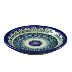 Тарелка Риштанская Керамика "Цветы", синяя, плоская, 15 см, микс Shafran