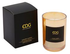 Ароматическая свеча LUXURY - WHITE TEA&GINGER Белый Чай и Имбирь в стеклянном стакане цв EDG