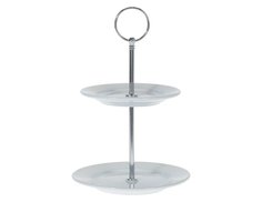 Этажерка для сервировки СЭМПЛИЧЕ, фарфор, белая, 2 яруса, 21,5х15 см Koopman International