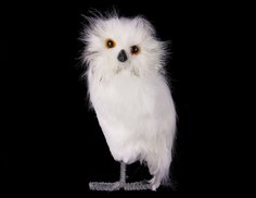 Декоративная фигурка СОВУШКА-ПУШИСТИК, белая, искуственный мех, перо, 31 см Koopman International