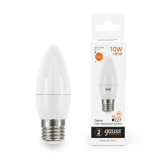 Упаковка ламп 10 штук Лампа Gauss Elementary Свеча 10W 750lm 3000K E27 LED