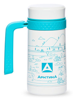 Термокружка для напитков Арктика 412-500 0.5л. белый/голубой картонная коробка (412-500/WH No Brand