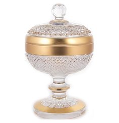Ваза для конфет 11,6 см с крышкой Glasspo "Фелиция Хрусталь матовое золото" 108288