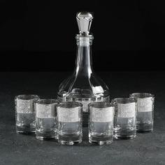 GiDGLASS Набор питьевой Jungle 7 предметов: графин 500 мл, стопка 6?50 мл,с гравировкой и