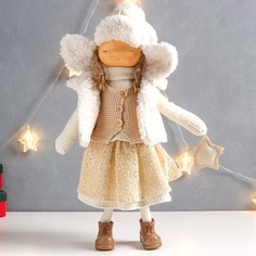 Кукла интерьерная "Девочка в белой шубке и шапочке со звёздочкой" 24х13х56 см Sima Land