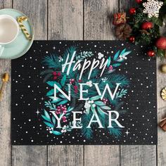 Новогодняя салфетка на стол Happy New Year ПВХ, 40х29 Доляна